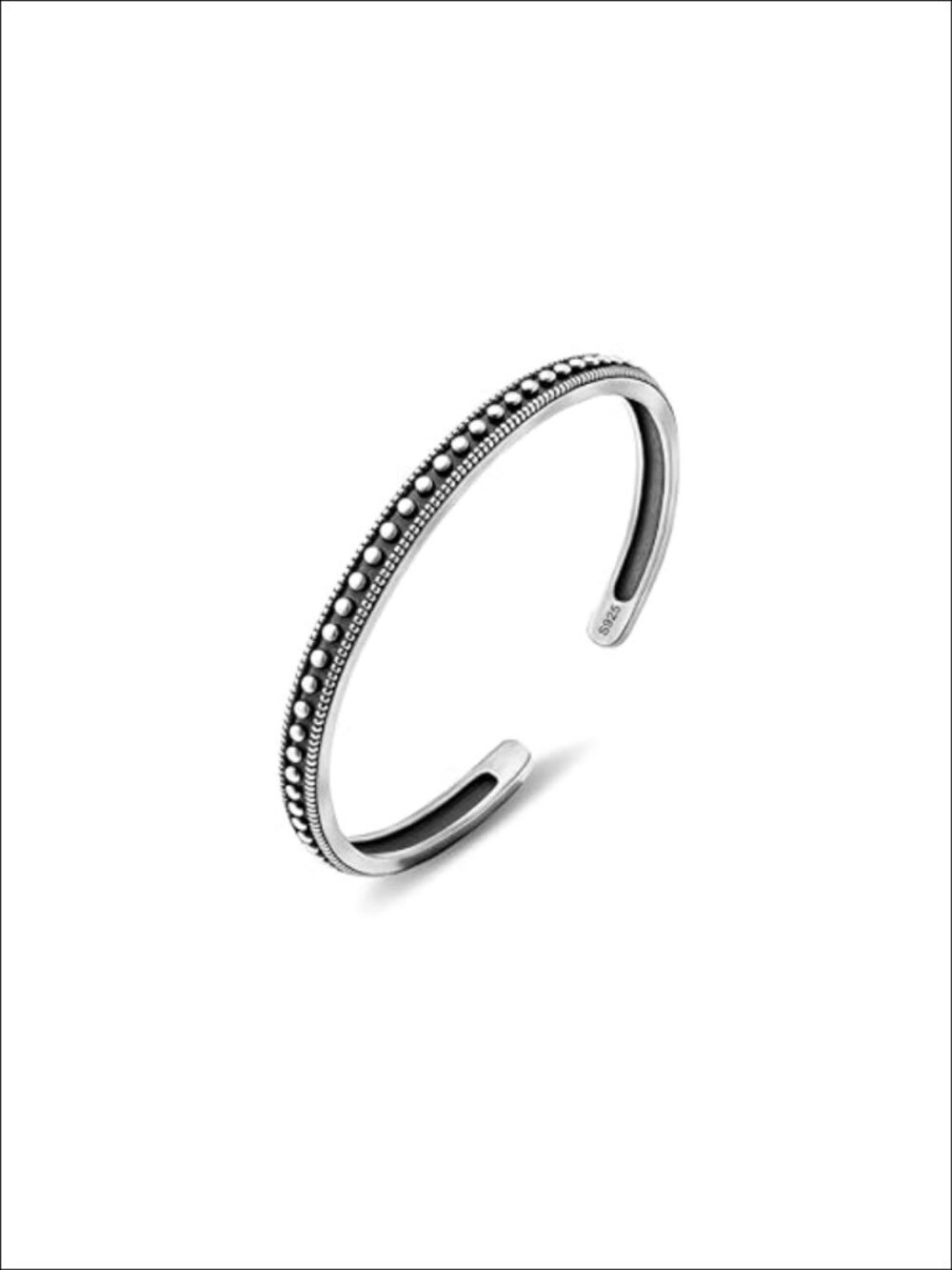 Sterling Silver Plated Cuff Bangle Bracelet Open Adjustable Carved Dot